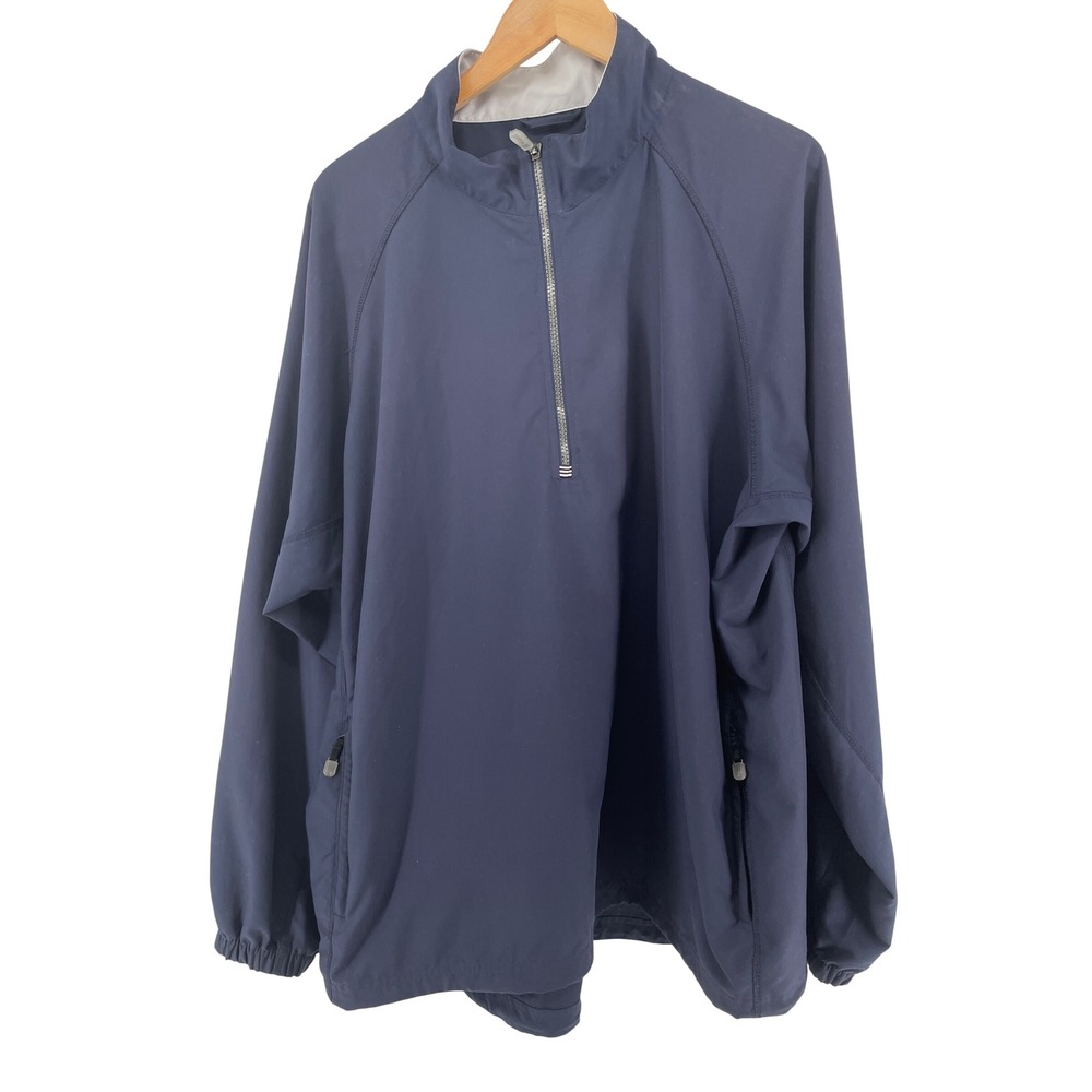 Adidas Quarter Zip Windbreaker Mens XL Navy Blue ClimaProof Pullover Jacket